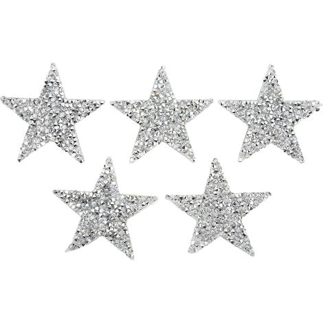 Strass en résine de 6 cm en forme d'étoile à cinq branches, adhésif thermocollant, pour vêtements et chapeaux d'enfants. Autocollant décoratif en tissu. (1/5)