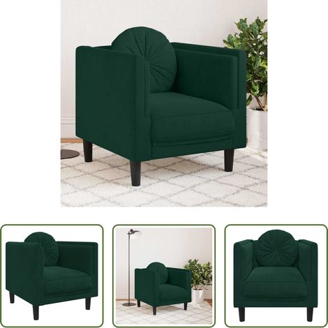 vidaXL Sillón con cojín terciopelo verde oscuro (1/5)