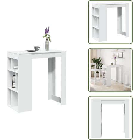 vidaXL Bartisch mit Regal Weiß 102x50x103,5 cm Holzwerkstoff (1/5)
