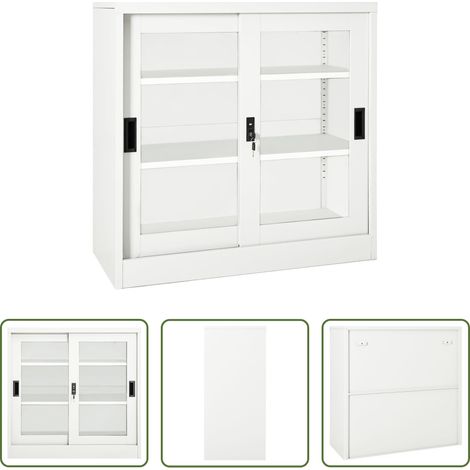 Schiebetür Schrank - Schrank mit Schiebetür Weiß 90x40x90 cm Stahl (1/5)