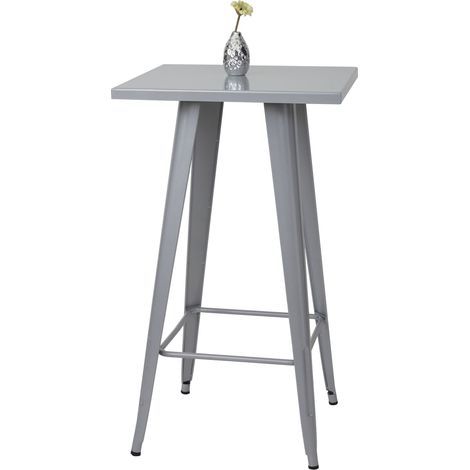 [JAMAIS UTILISÉ] Table haute HHG-906, métal, design industriel 105x60x60cm, gris (1/5)