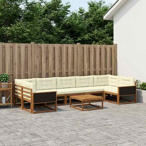 vidaXL Outdoor-Sofagarnitur 8 pcs Natur und Creme (1/5)