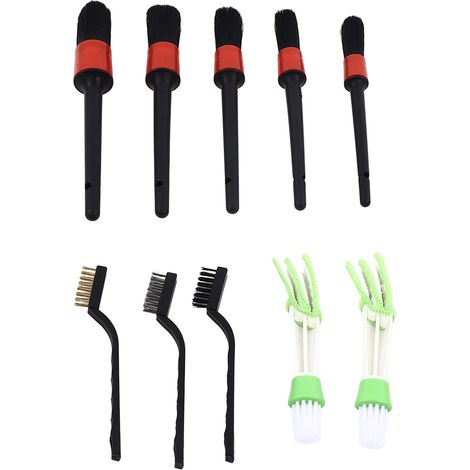 Kit de brosses de nettoyage auto, brosse double tête, brosses à roues métalliques pour intérieur et extérieur de voiture (1/5)