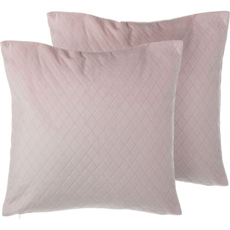 Dekokissen 2er Set PASQUE Samtstoff 45 x 45 cm Rosa Ohne Muster