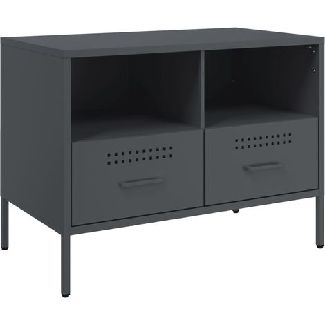 Mueble TV multimedia estante para televisión buffet para televisión comedor salón dormitorio antracita 68 x 39 x 50,5 cm acero antracita 020026401