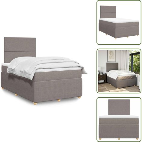 Materasso insacchettato - vidaXL Giroletto a Molle con Materasso Tortora 120x190 cm in Tessuto - Testiera regolabile