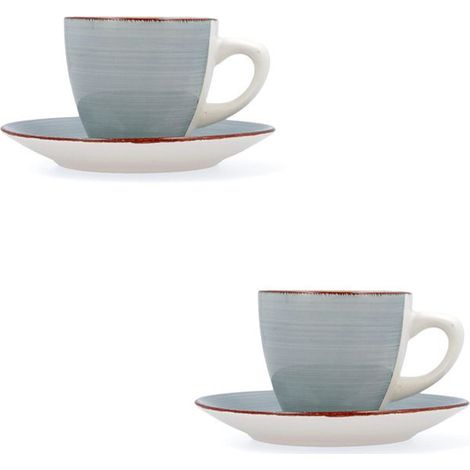 QUID tazas con plato vita aqua 22 cl , Juego dos tazas con plato Aqua 22 clMaterial cálido y natrual para tu día a díaPintado a manoApto para microondas y lavavajillas&lt (1/3)