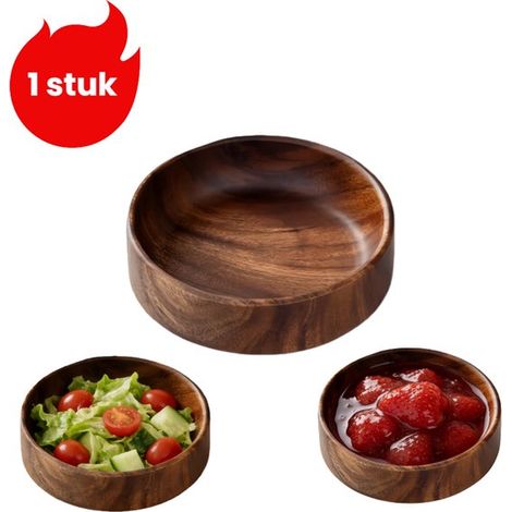 1 saladier, coupe à fruits, bol à pâtisserie en bois massif, bol en bois pour bonbons, en-cas et noix, 16,5 x 4,5 cm, couleur bois (1/5)