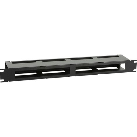Lanview 19" 1HE Kabelmanagement-Panel Typ R mit Abdeckung Schwarz, RAO420BL