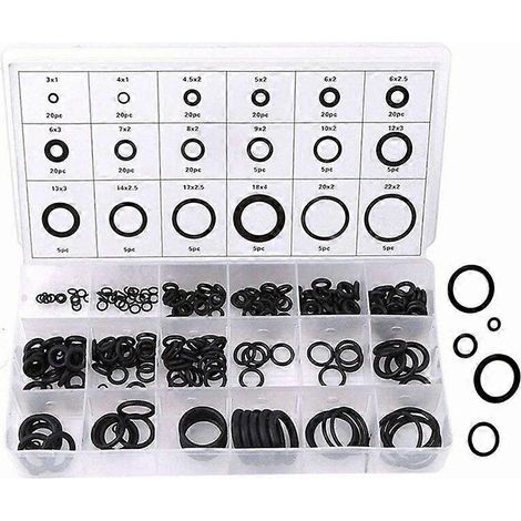 Kit de joints toriques, 225 rondelles en caoutchouc anti-vibrations, assortiment de joints toriques de 18 tailles (1/5)