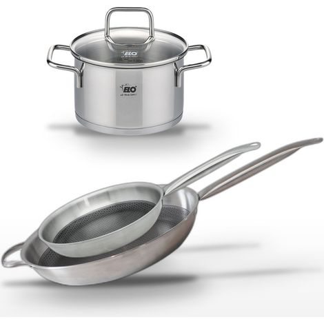 Lot Poêles 32cm & 28cm et Faitout 20cm Elo Relief Solution (1/5)