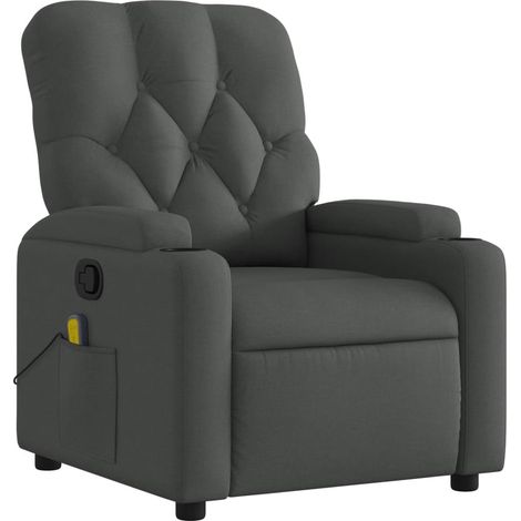 Poltrona relax TV funzione massaggio 6 punti massaggio reclinabili in tessuto grigio scuro DEC026956