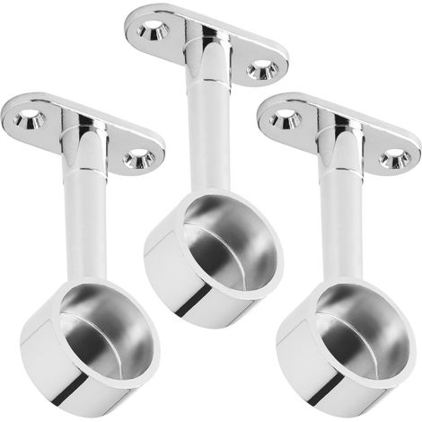 SO-TECH Schrankstangenhalter rund Durchmesser 25 mm Chrom poliert höhenverstellbar 3x Endhalter