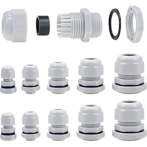 M10-M25 Cable Glands 10mm-25mm Padded Stacking Cable Glands with Lock Nut and Washer (M10-M25, 40 Pack)