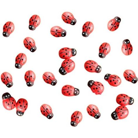 Décoration Miniature Coccinelle - Résine Autocollante - Pour Jardin, Terrarium, Pot de Fleurs, Décoration Intérieure - Lot de 100 Pièces (1/5)