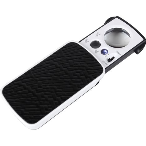Lntyq Loupe de poche éclairée à LED - Loupe 30X 60X 90X - Loupe de lecture éclairée pour personnes âgées - Loupe de poche pliable noire pour bijoux, pièces de monnaie, diamants et timbres