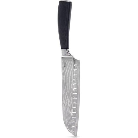 Orion Santoku Cuchillo Negro Acero Damasco 18 cm