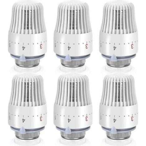 [JAMAIS UTILISÉ] Robinet Thermostatique Radiateur: 6 Pièces Tête Thermostatique Radiateur, Thermostat Radiateur, Thermostat M30 X 1,5, Blanche (1/4)