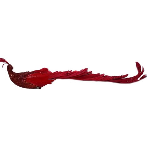 Puntale pavone rosso per albero di natale decorazione addobbi natalizie da casa allestimento ornamento vetrine idea regalo 45 cm (1/5)