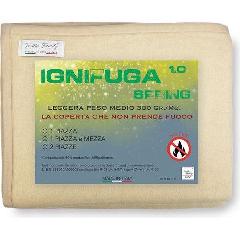COPERTA IGNIFUGA SPRING antifiamma Peso Medio 1.0 ANTIFUOCO CLASSE 1 omologata MADE in ITALY Beige 1 PIAZZA (1/5)