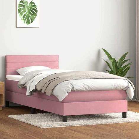 Sommier à lattes de lit avec matelas rose 90x210 cm velours (1/5)