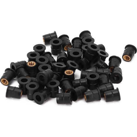 50 écrous d'étanchéité en caoutchouc M6x0,8mm pour motos, quads, pare-brise et modifications de carrosserie. (1/5)