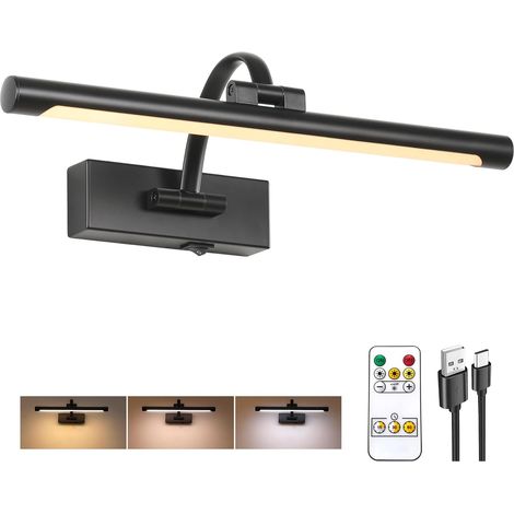 Lampe murale sans fil à piles rechargeable avec télécommande et minuteur, lumière de peinture noire à intensité variable de 40 cm, 3CCT avec bras oscillant réglable pour éclairage de