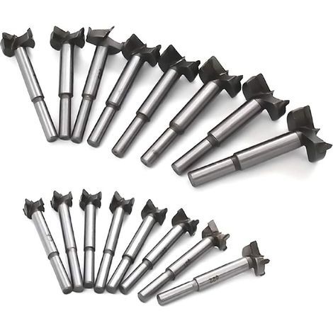 AIDUCHO Meche Bois Forstner Foret 15-35mm 16pcs, Carbone Acier À Haute Vitesse Trépan Pour Bois Scie À Poinçonner Dalles En Bois Trous De Perçage Pour Aile Plate Charnière En Carbure Cémenté (1/5)