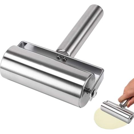 Rouleau à pâtisserie en acier inoxydable, idéal pour la pâte à pizza, le fondant, les pâtes et les biscuits. (1/5)
