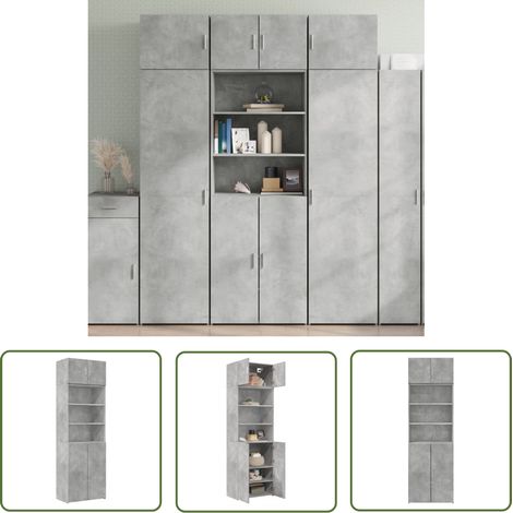 vidaXL Hochschrank Betongrau 70x42,5x225 cm Holzwerkstoff (1/5)