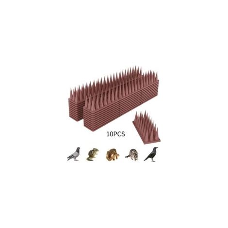 Punte anti-piccioni in plastica, 10 pezzi, trappola repellente, repellente per uccelli, gatti e passeri, per balconi e finestre, punte rispettose degli animali (marrone)