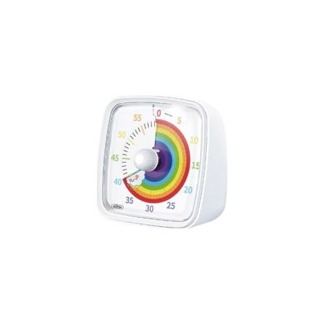 Temporizador visual de 60 minutos con luz nocturna, temporizador de cuenta regresiva, temporizador Pomodoro con patrón de arcoíris para niños y adultos (blanco) - Crezuo