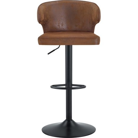 Lot de 2 tabourets de bar avec dossier, hauteur réglable, rotation à 360°, base large 45 cm, repose-pieds intégré, pour cuisine et bar (1/5)