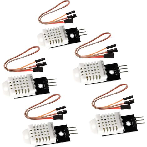 5er-Pack DHT/2302-22 Modul-Temperatursensoren – Feuchtigkeitssensor – mit Platine und Kabel – 3,3–5,5 V – Kompatibel mit Arduino, DHT, digitalen Temperatur- und Feuchtigkeitssensoren