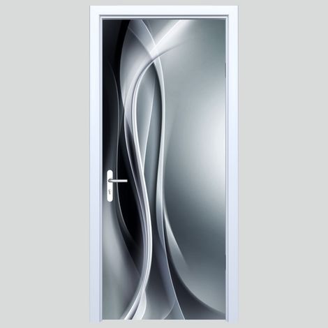 Adhesivo de tela para puerta con diseño abstracto de olas 144PD