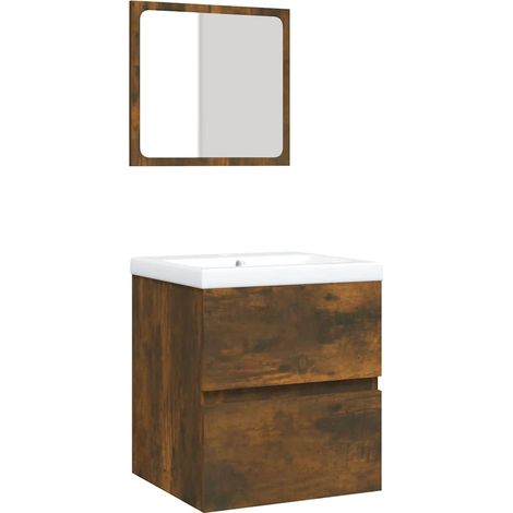 Maison Exclusive - Mobile da Bagno con Lavabo e Specchio Rovere Fumo (1/5)