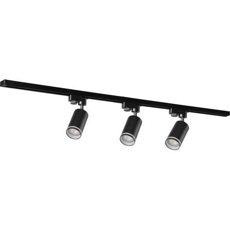 Kit rail noir 3 spots GU10 1m Paris orientables Polux (1/5)