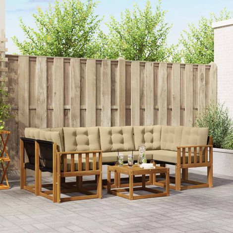 Outdoor-Sofagarnitur mit Kissen 7 pcs Natur und Beige