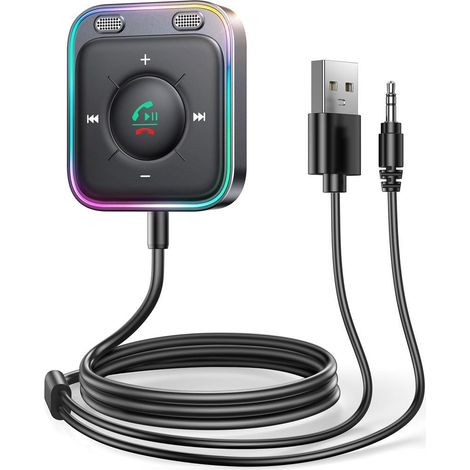 Adaptador de audio Bluetooth Aux para coche Negro