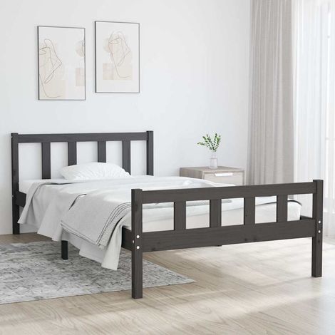 vidaXL Bed Frame without Mattress Grey Solid Wood 100x200 cm (1/5)