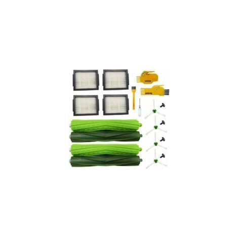 Accesorios de repuesto para aspiradoras robot Roomba i7+ E5 E6 E7, que incluyen 2 cepillos de goma, 4 filtros HEPA, 4 cepillos laterales y 2 herramientas de limpieza. - Crezuo (1/4)