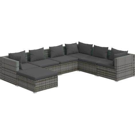Maison Exclusive - Set Divani da Giardino 7 pz con Cuscini in Polyrattan Grigio (1/5)