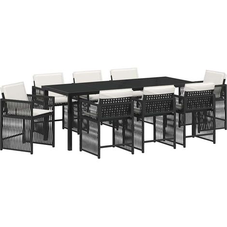 Maison Exclusive - Set da Pranzo per Giardino 9 pcs Nero polyrattan