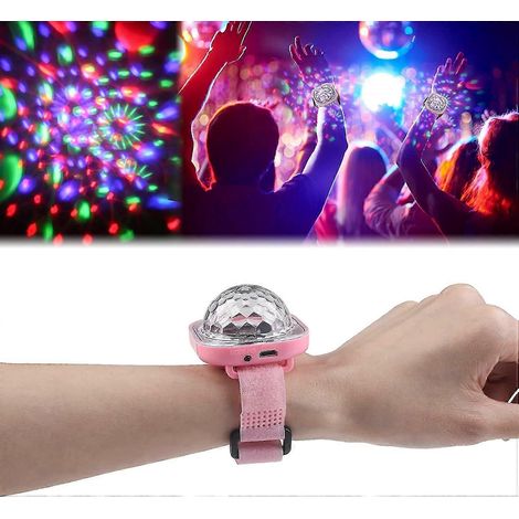 Soundaktivierte LED-Diskokugel-Leuchtuhr, wiederaufladbares Ambientelicht-Armband für Schlafzimmer, Auto, Geburtstags- und Hochzeitsdekorationen (rosa)