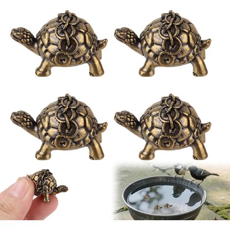 4pcs Mini Disque en Cuivre pour Bain d'oiseaux Forme de Tortue, Poids Unitaire 25g Nettoyant Abreuvoirs Disque Purification Laiton Décorations pour Abreuvoirs Bols d'Extérieur (1/5)