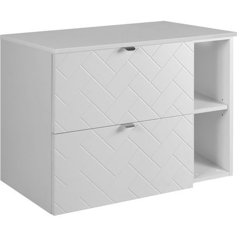 Mobile da bagno, Bianco Opaco, 80 x 57 x 46 cm, Maniglie Argento (1/5)