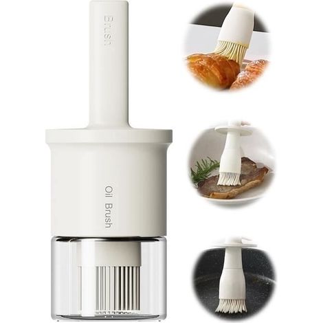 Distributeur d'Huile d'Olive - MARQUE - 2 en 1 - Silicone Résistant à la Chaleur - Verre Blanc - 300ML (1/4)
