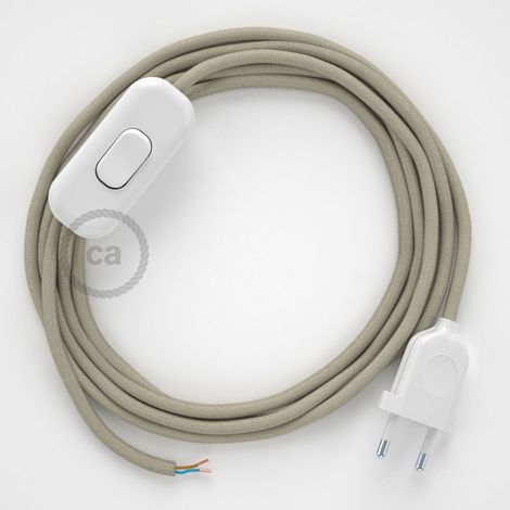 Creative-Cables Câblage pour lampe avec câble textile en coton – (Tortora RC43, 2x0,75 mm², 1,8 m, prise EU, interrupteur blanc) – Conforme aux standards – Pour style et fonctionnalité. (1/5)
