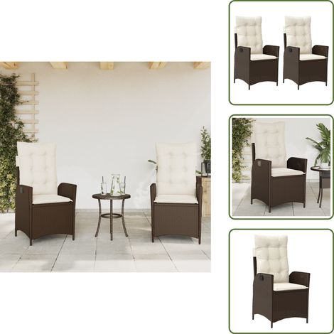 Chaise de jardin avec dossier réglable - vidaXL Chaises inclinables de jardin lot de 2 et coussins marron rotin - Chaise de jardin en résine tressée (1/5)