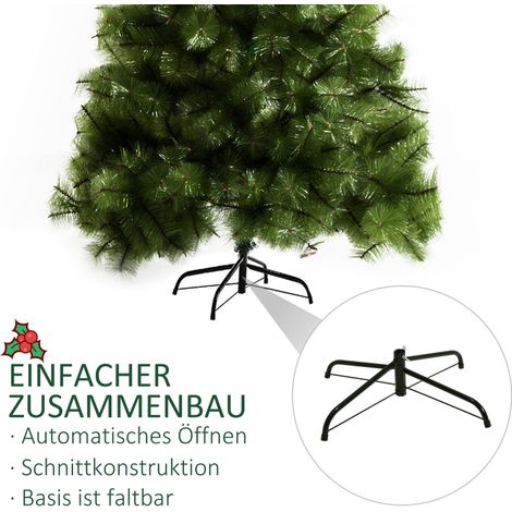 Sapin de Noël artificiel 210 cm, arbre vert avec 505 branches, déco de Noël avec pied en métal pour intérieur (1/5)